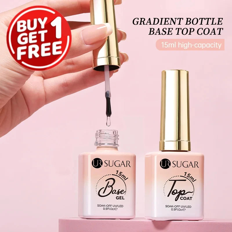 UR SUGAR 15ml No Wipe Top Base Gel Nail Gel Polish Matte Top Coat Enhancer Varnish Semi Permanent Soak Off UV LED Nail Art