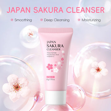 Laikou Sakura Whitening Facial Cleanser Foam Moisturizing Deep Remove Cleansing Acne Milk Oil Control Exfoliating Shrink Pores