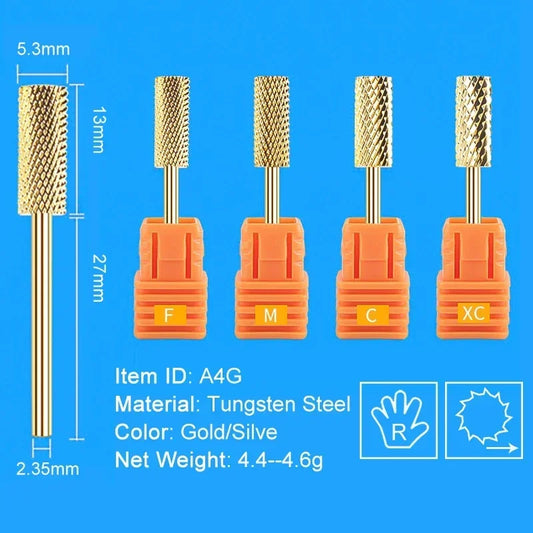 4XC Carbide Nail Drill Bits Small Barrel Grinding Head Milling Cutter Machine Sander DIY Nails Design Tools 3/32"