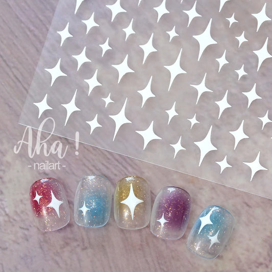 1pc Sliver Gold Star Nail Art Stickers Y2K Charms Self-Adhesive Sliders Laser White Chrome Gel Polish Decals Kawaii Accesories