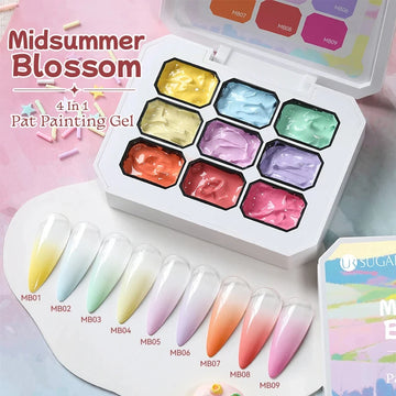 UR SUGAR 9 Colors 4 In 1 Pat Painting Gel Y2K Gradient Blush Color Semi Permanent Soak Off UV&LED Gel Nail Art Creation Salon DI