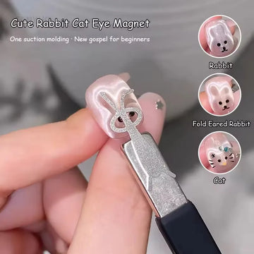Cute Multi-function Rabbit Shape Cat Eye Magnet Fold Ear Rabbit Panda Pattern Y Shape Suitable for DIY Gel Polish Magnetic Tools